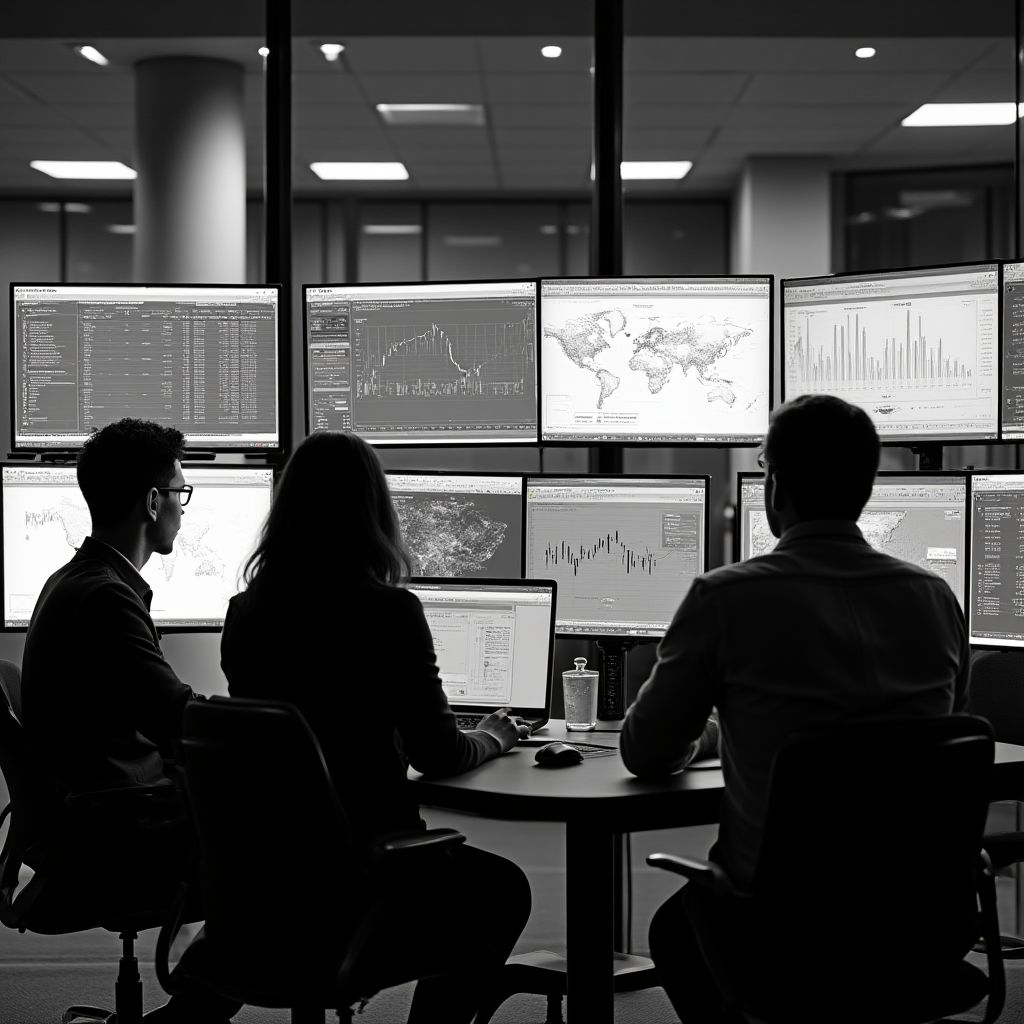 Equipo analizando datos económicos