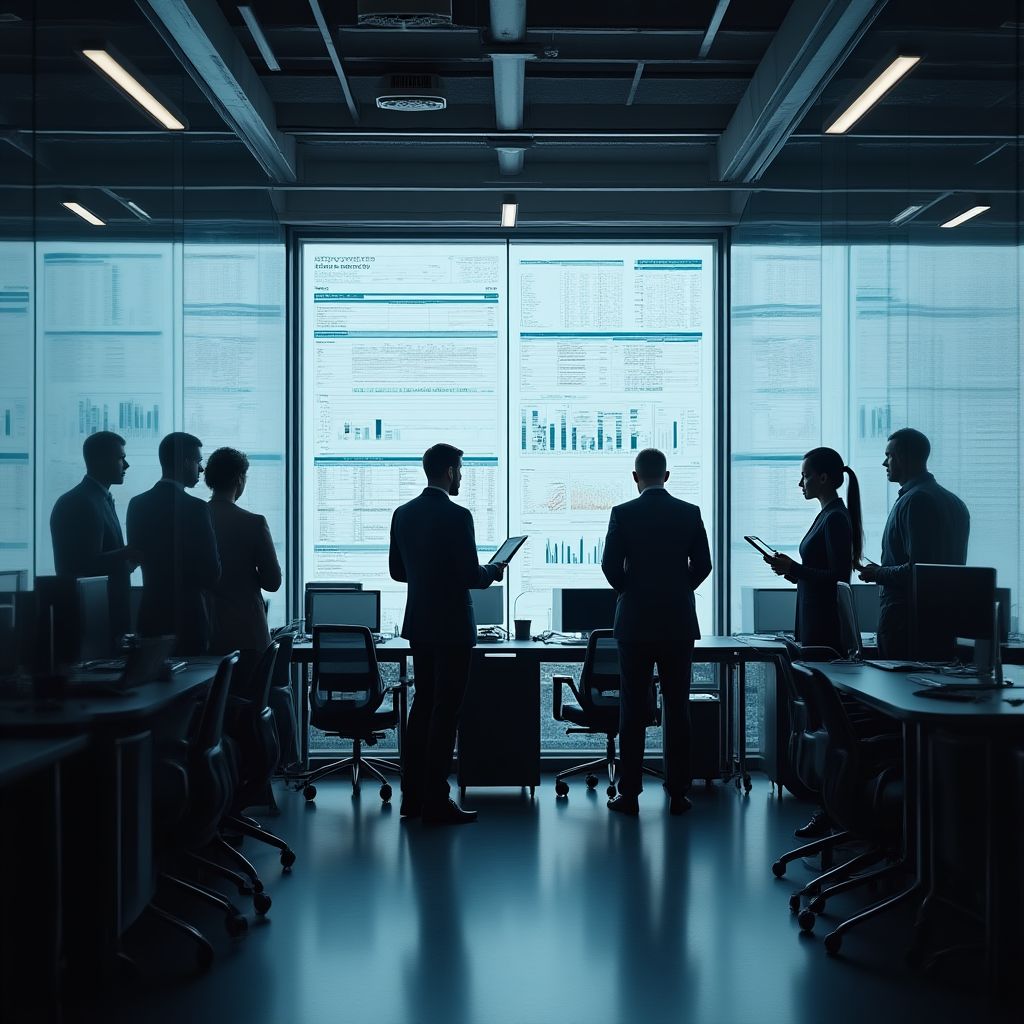 Equipo de economistas analizando datos